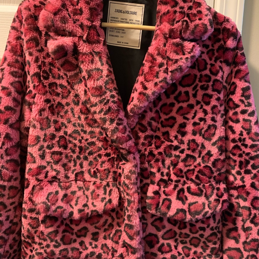 Zadig & Voltaire Pink Leopard Print Jacket